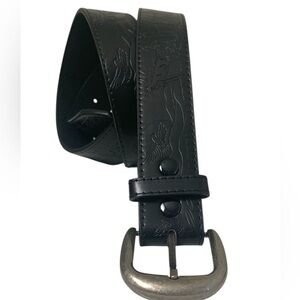 NWOT Black Lightly Tooled w Western Design Composite Leather Belt